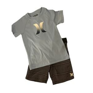Hurley Blue Shirt And Grey Shorts size 6